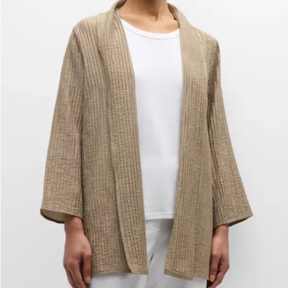 NWT Eileen Fisher Crinkled Tencel Shawl High Collar Jacket • 3XL • Briar - Picture 2 of 6